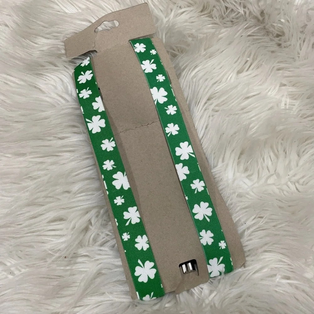 Saint Patricks Day Y Back Suspenders with Clips Shamrock Clover Print Strap Belt